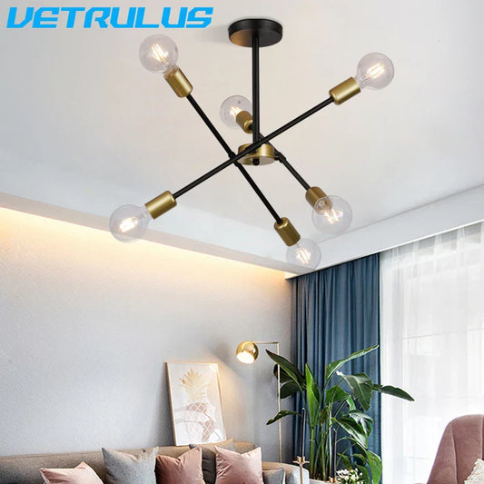 DecorBites™ Iron Sputnik Chandelier: Modern Nordic Design Ceiling Light for Living Dining Room