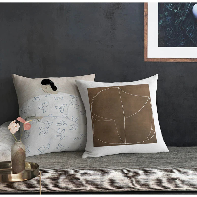 DecorBites™ Japanese Art Handmade Square Cushion Cover 45x45 for Literary Youth Fashion