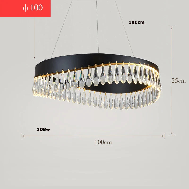 Gold Crystal Dining Chandelier Oval 120cm