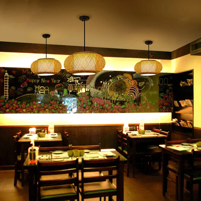 DecorBites™ Japanese Bamboo Pendant Light for Kitchen and Hotel Decor