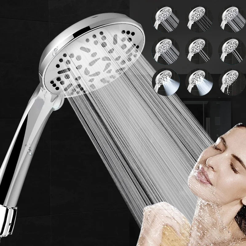 DecorBites™ 9-Function Big Panel Handheld Shower Head - High Pressure Water Saving Massage