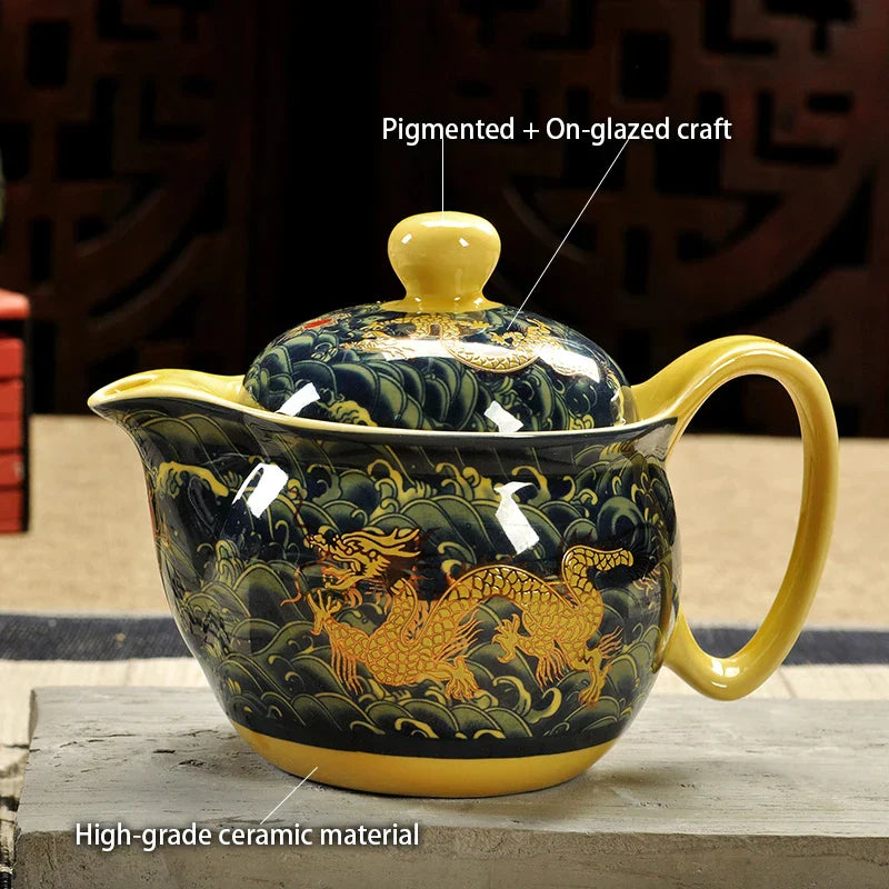 Juego de té DecorBites™ con tetera de dragón, vajilla de porcelana Kung Fu para la ceremonia del té Puer Oolong