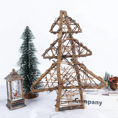 Natural Rattan Vine Stars Treetop Decoration Rattan Christmas Tree Ornament Xmas Floral Wreath Hoop Holder Base Christmas Decor