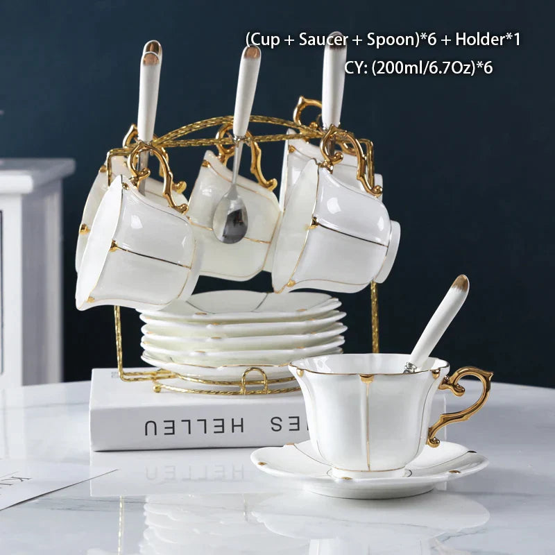 DecorBites™ Elegant Bone China Tea Set Luxury Porcelain Coffee Pot Creamer Sugar Bowlcaffold