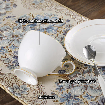 Juego de café DecorBites™ de porcelana fina, juego de té de porcelana blanca y oro, tetera de diseño avanzado
