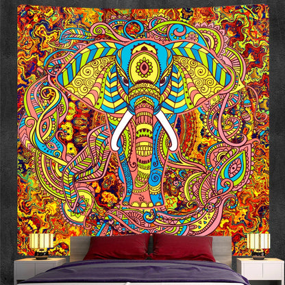DecorBites™ Elephant God Mandala Tapestry: Bohemian Home Decor Hippie Style Large Tapestry
