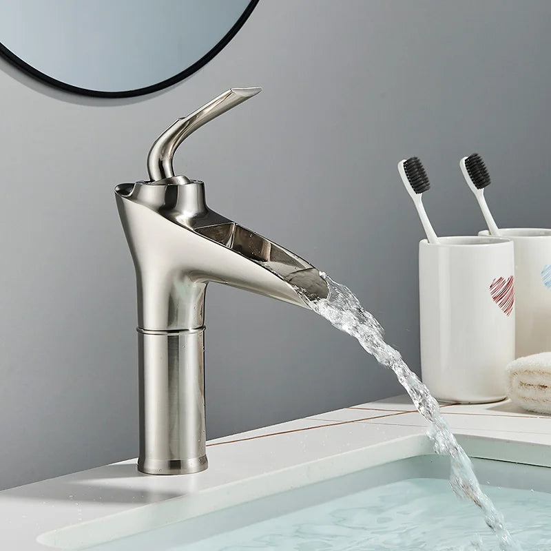 DecorBites™ Gold Waterfall Wine Glass Basin Faucet - Single Lever Bathroom Mixer