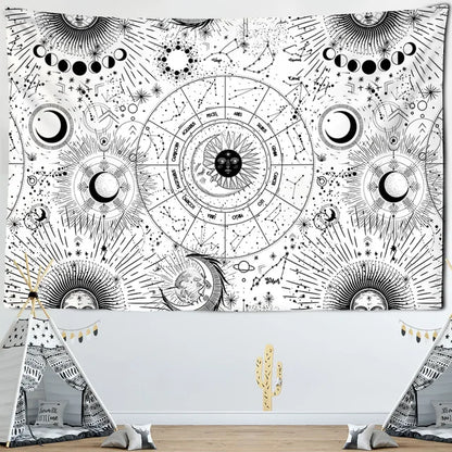 Decobites Sun Moon Mandala Starry Sky Tapestry Wall Hanging for Boho Home Décor