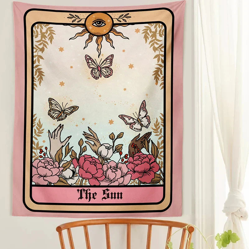 Decobites Sun Tarot Tapestry Wall Hanging: Boho Witchcraft Decor for Home, Dorm, Girls.