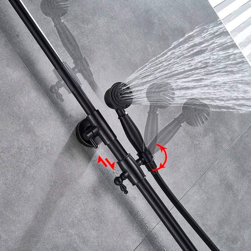 DecorBites™ Black Bronze Bathroom Shower Set with 8" Rainfall Head - Wall Mounted