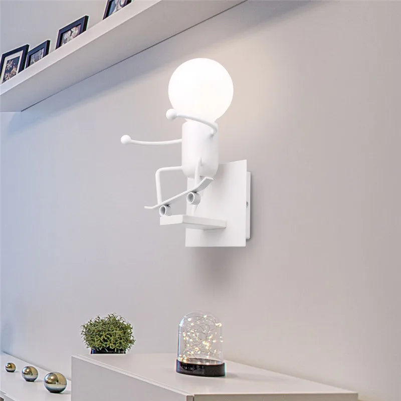 DecorBites™ Cartoon Doll Wall Sconce: Modern Iron Art Light for Kids Room