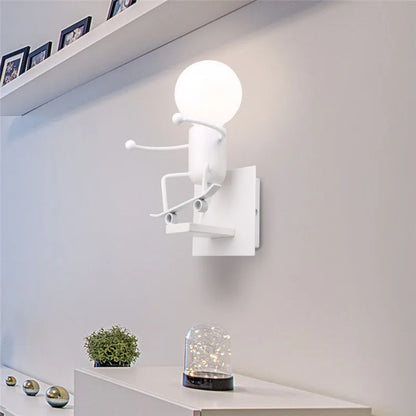 DecorBites™ Cartoon Doll Wall Sconce: Modern Iron Art Light for Kids Room