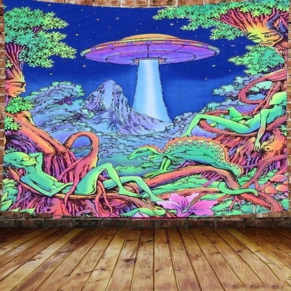 Decobites Illusory Mushroom Art Tapestry - Colorful Hippie Wall Hanging