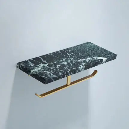 DecorBites™ Brass Marble Toilet Paper Holder Nordic Brushed Gold Bathroom Tissue Shelf