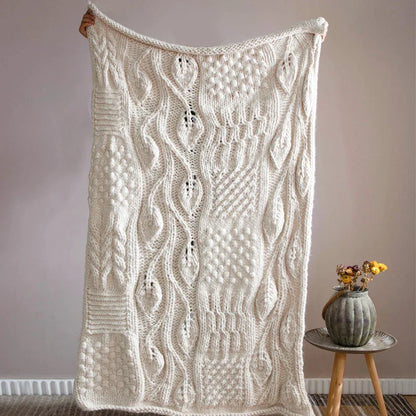 بطانية ديكوربايتس™ بيج محبوكة سميكة مزينة بشراشيب - غطاء ناعم متين منقوش للديكور المنزلي والأريكة - نسيج على الطراز الصناعي