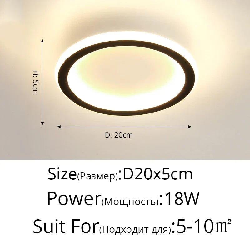 Lámpara de techo LED negra DecorBites™ para entrada de casa - Lámpara moderna para balcón o interior