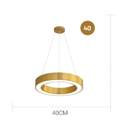 Lámpara colgante DecorBites™ de cobre dorado, estilo nórdico, LED, moderna, con anillo circular.