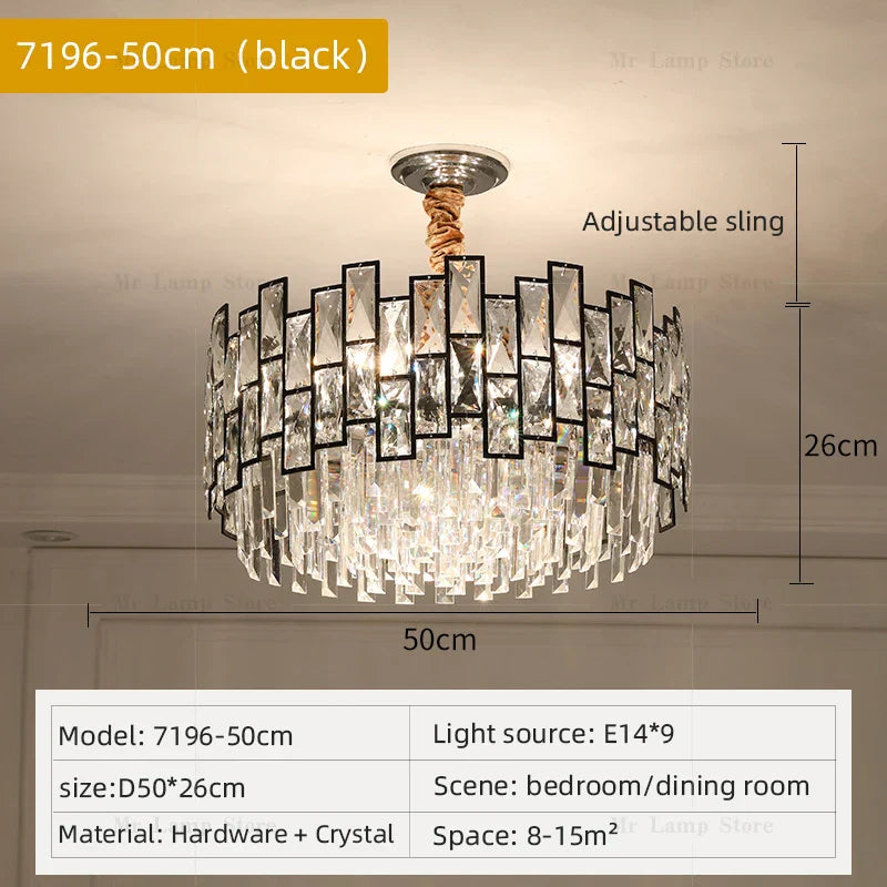 DecorBites™ Crystal Chandelier: Modern Luxury Lighting for Living Room, Bedroom, Kitchen