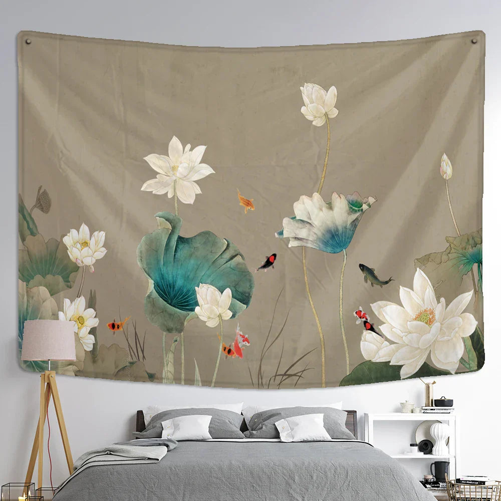 Lotus Leaf Wall Hanging Tapestry by Decobites - Bohemian Hippie Table Mat & Home Decor