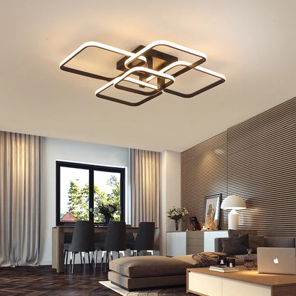 FANPINFANDO Rectangle Acrylic Aluminum Modern Led Ceiling Lights For Living Room Bedroom White/Black Led Ceiling Lamp Fixtures