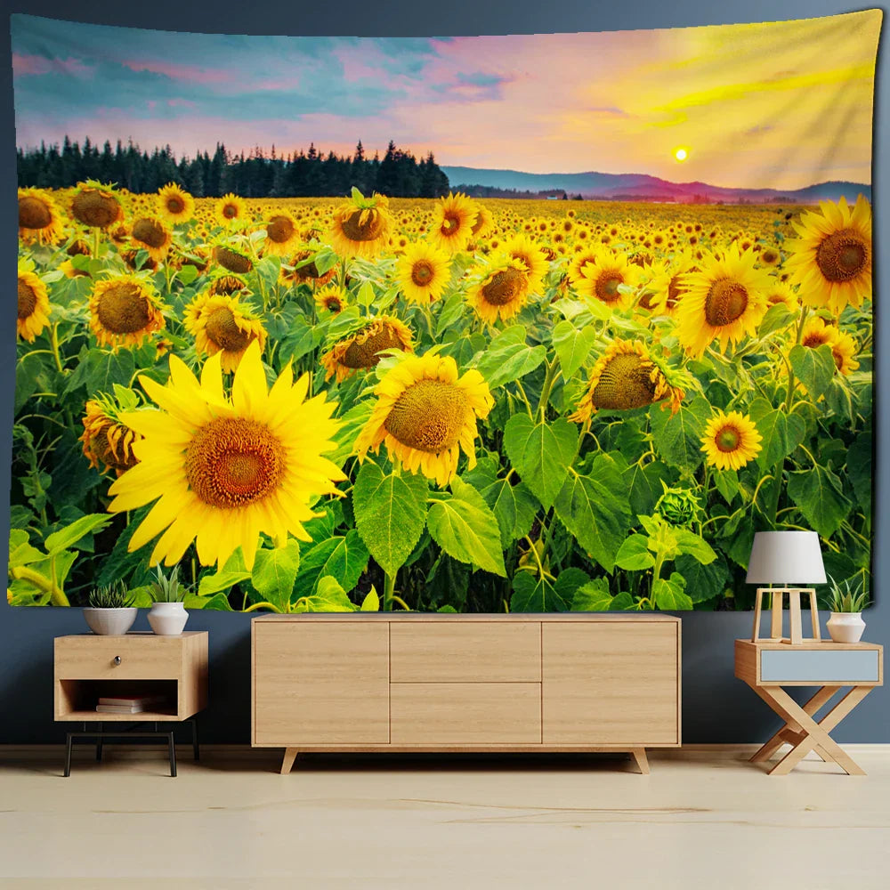 Sunflower Sunshine Tapestry by Decobites - Large Fabric Wall Hanging Decor for Bedroom