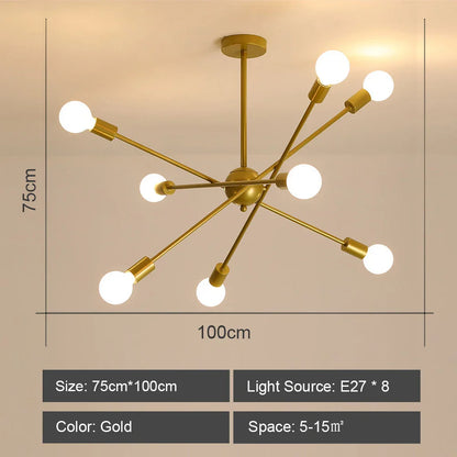 Lámpara de techo LED DecorBites™: Estilo Sputnik moderno e industrial para sala de estar y dormitorio