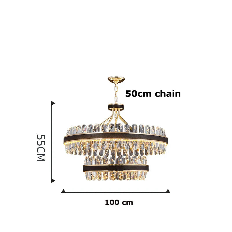 DecorBites™ Gold Stainless Steel Crystal Chandelier for Dinning Room