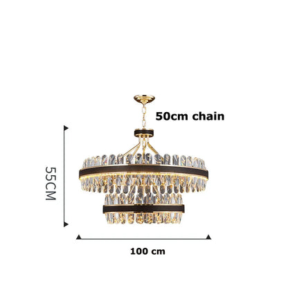 DecorBites™ Gold Stainless Steel Crystal Chandelier for Dinning Room