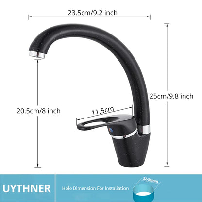 DecorBites™ Brass Black Kitchen Sink Faucet Single Handle Swivel Spout Mixer Tap