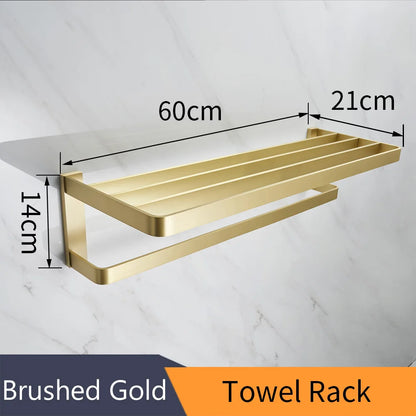 DecorBites™ Gold Bath Hardware Set: Towel Ring, Toilet Brush Holder - WF-552200