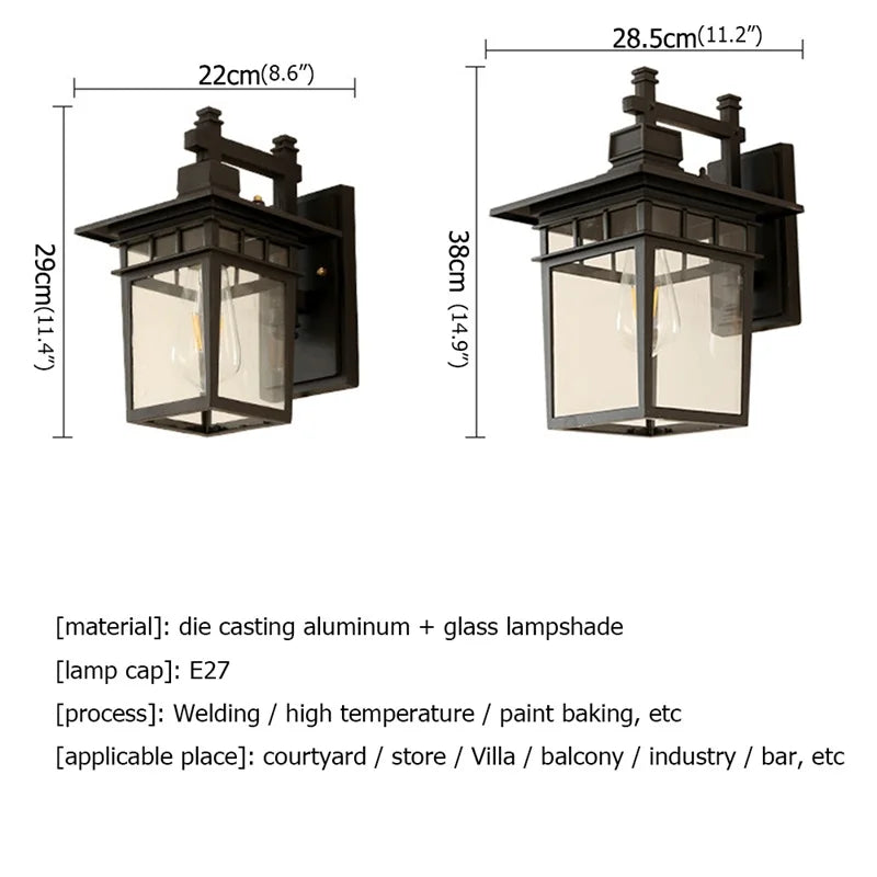 DecorBites™ LED Outdoor Wall Lamp | Retro Black Sconces | Waterproof Decorative Light
