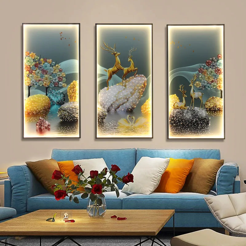 Modern LED Wall Sconce Gold Set Of 3 Foyer