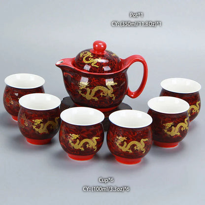 Juego de té DecorBites™ con tetera de dragón, vajilla de porcelana Kung Fu para la ceremonia del té Puer Oolong