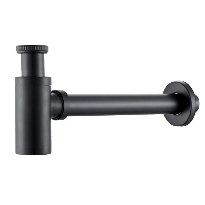 DecorBites™ Brass Basin Wast Drain P-trap for Bathroom Sink - Black/Brushed Gold/Chrome