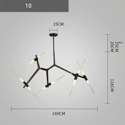 DecorBites™ Branch Suspension Pendant Light - Gold Black G9 LED Iron Glass Fixture