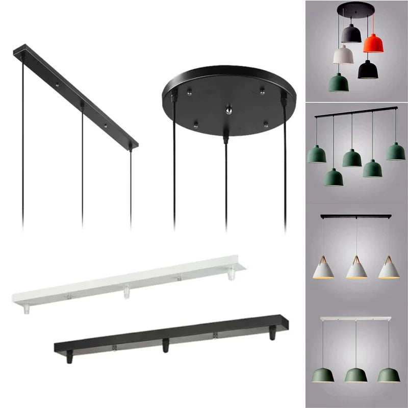 DecorBites™ Ceiling Chandelier Plate 3-Hole Black/White Iron Lamp Base Pendant Lighting Kit