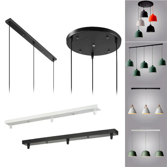 DecorBites™ Ceiling Chandelier Plate 3-Hole Black/White Iron Lamp Base Pendant Lighting Kit
