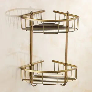 DecorBites™ Brass Bathroom Set: Robe Hook, Paper Holder, Towel Bar, Soap Basket.