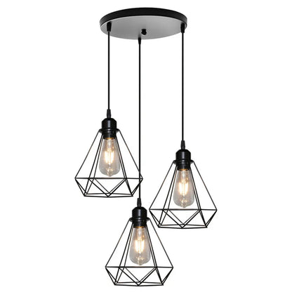 DecorBites™ Diamond Cage Wrought Iron Pendant Light for Dining Room and Kitchen Island