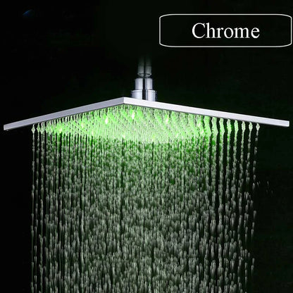 DecorBites™ Brushed Nickel LED 16" Rainfall Shower Head with Color Changing Lights