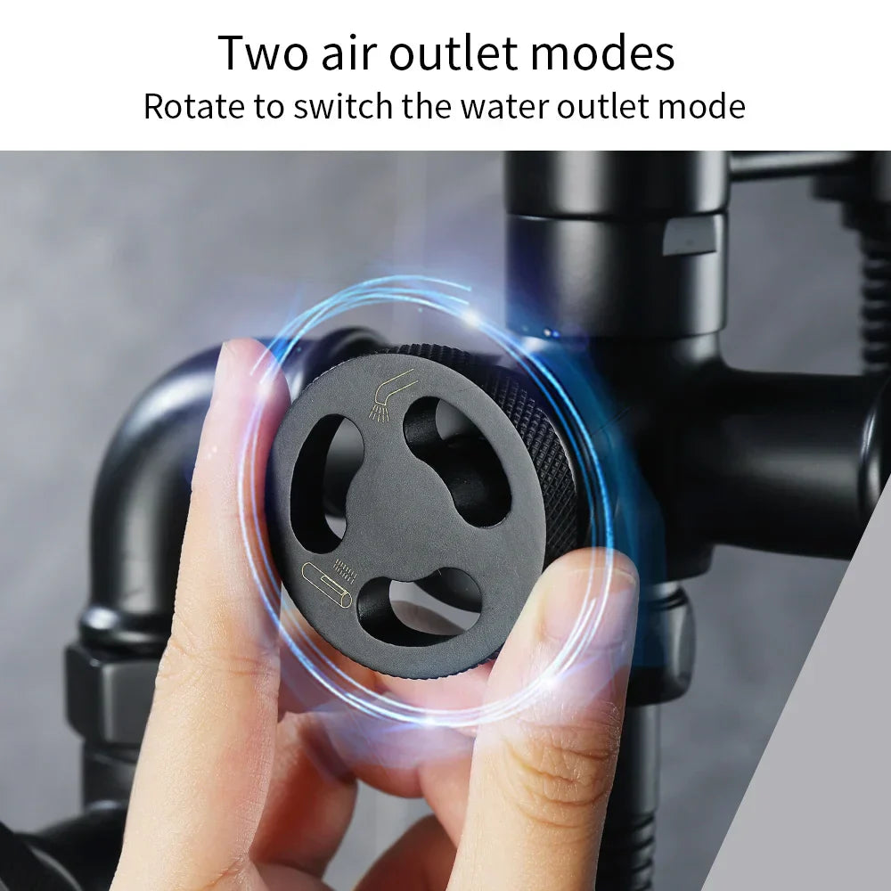 DecorBites™ Industrial Black Floor Standing Dual Handle Bathroom Shower Faucet