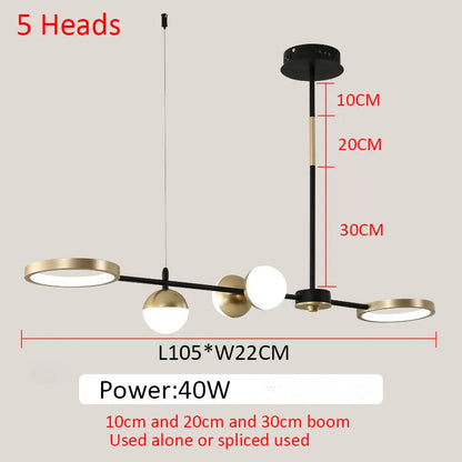 ثريا DecorBites™‎ باللون الأسود الذهبي بتصميم بسيط لغرفة الطعام وديكور المنزل