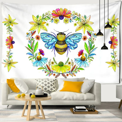 Decobites Plants Honeybee Wall Hanging Tapestry, Bohemian Beach Mat, Yoga Mat, Bedroom Art Decor