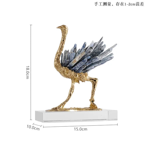 Decorbites™ Grulla Dorada de Cobre y Cristal Artesanía Decorativa para el Hogar Hecha a Mano