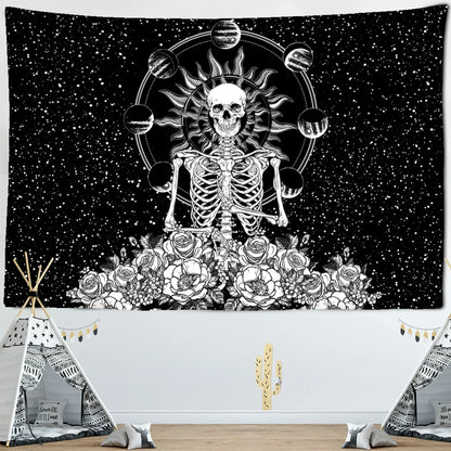 Decobites Wall Tapestry Hanging Decor Witchcraft Hippie Astrology Sun Moon Skull