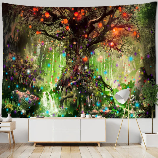 Decobites Mystical Tree of Life Tapestry: Psychedelic Hippie Wall Hanging for Home Decor