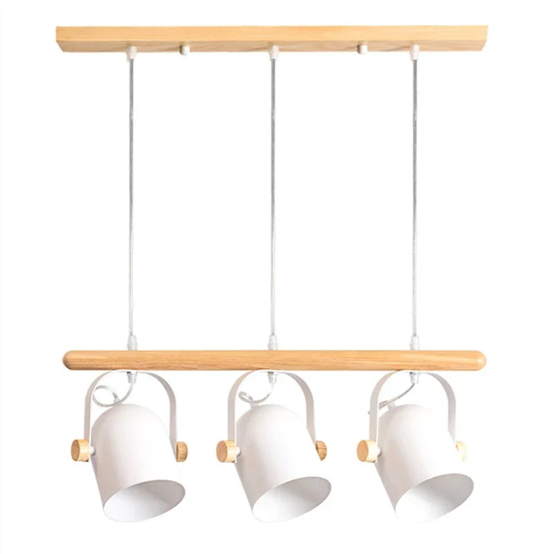 مصباح معلق فني خشبي من الحديد بثلاثة مصابيح من DecorBites™ لغرفة الطعام والمعيشة والمطعم