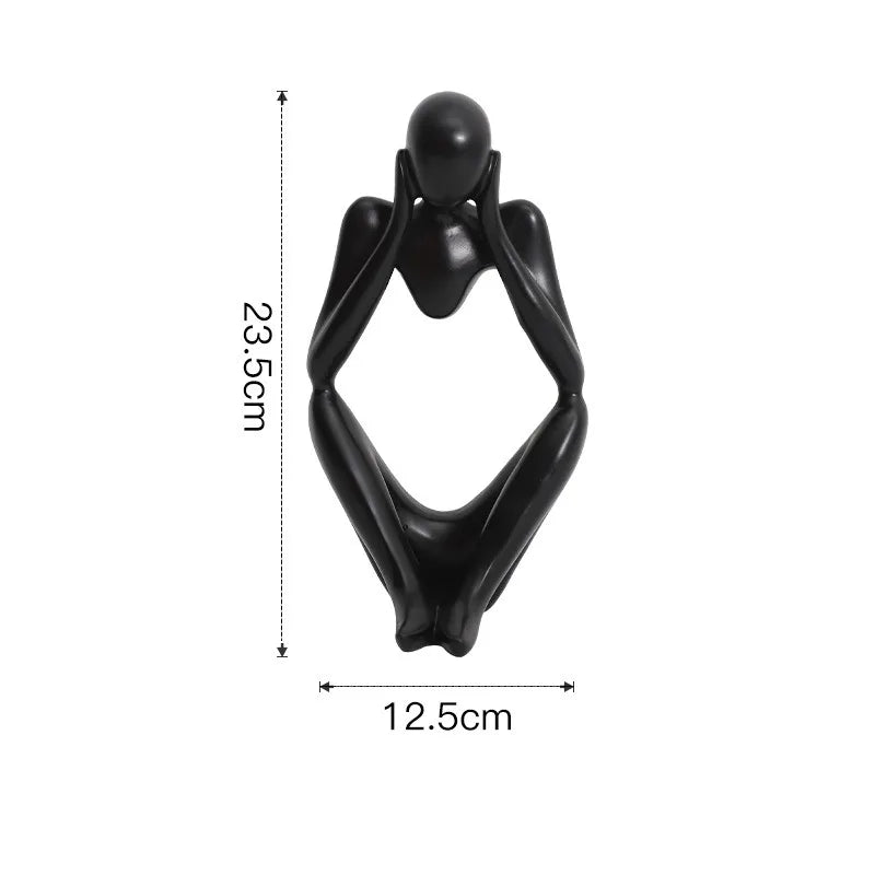 ديكور بايتس™ تمثال تجريدي لامرأة مفكرة مصنوع من الراتنج، ديكور فني حديث، زخرفة يدوية