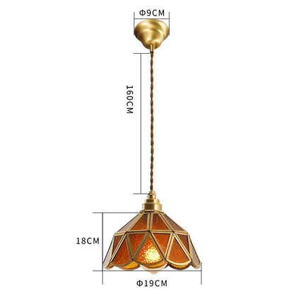 DecorBites™ Japanese Vintage Glass Copper LED Pendant Lamp for Bedroom, Bar, Cafe