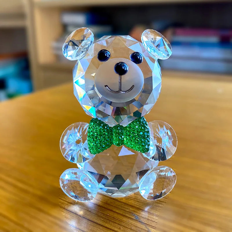 DecorBites™ Clear Crystal Teddy Bear Figurines - Glass Animal Paperweight & Home Decor